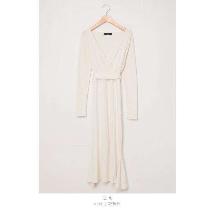 MUMMY.cc:優雅包裹貼身2-way綁帶連身裙(孕早中期):Cream