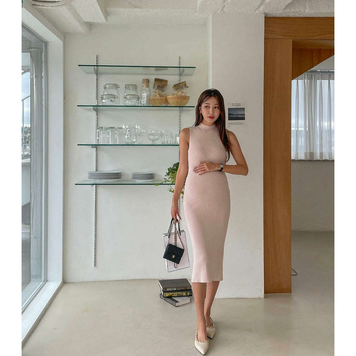 MUMMY.cc:法式背心半高領針織連身裙套裝