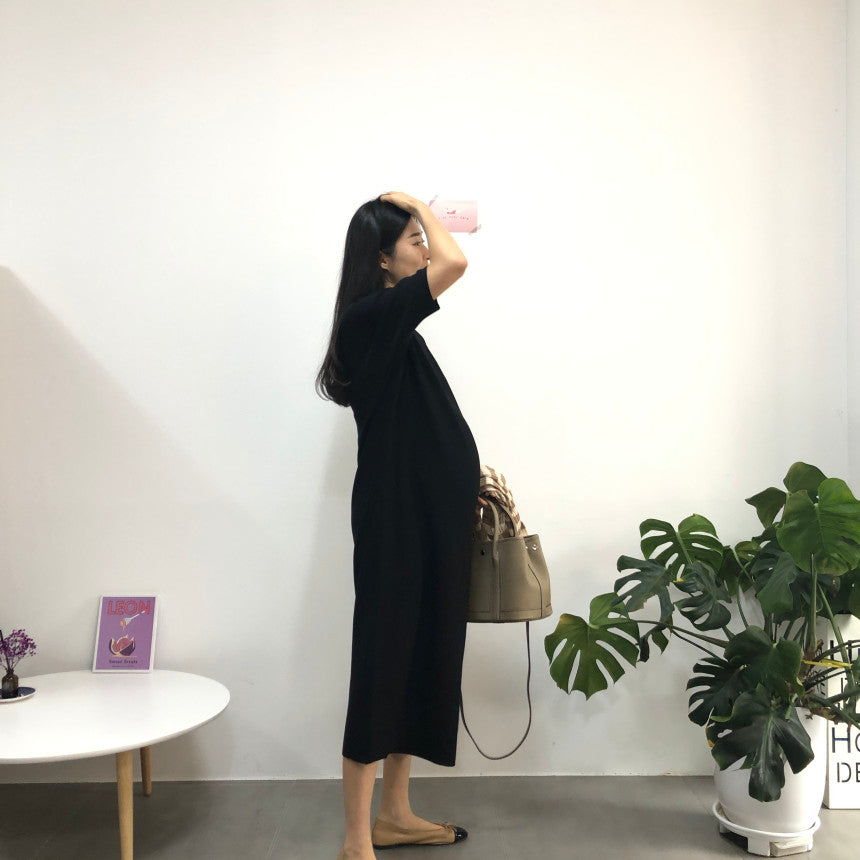 V領針織優雅連身裙
