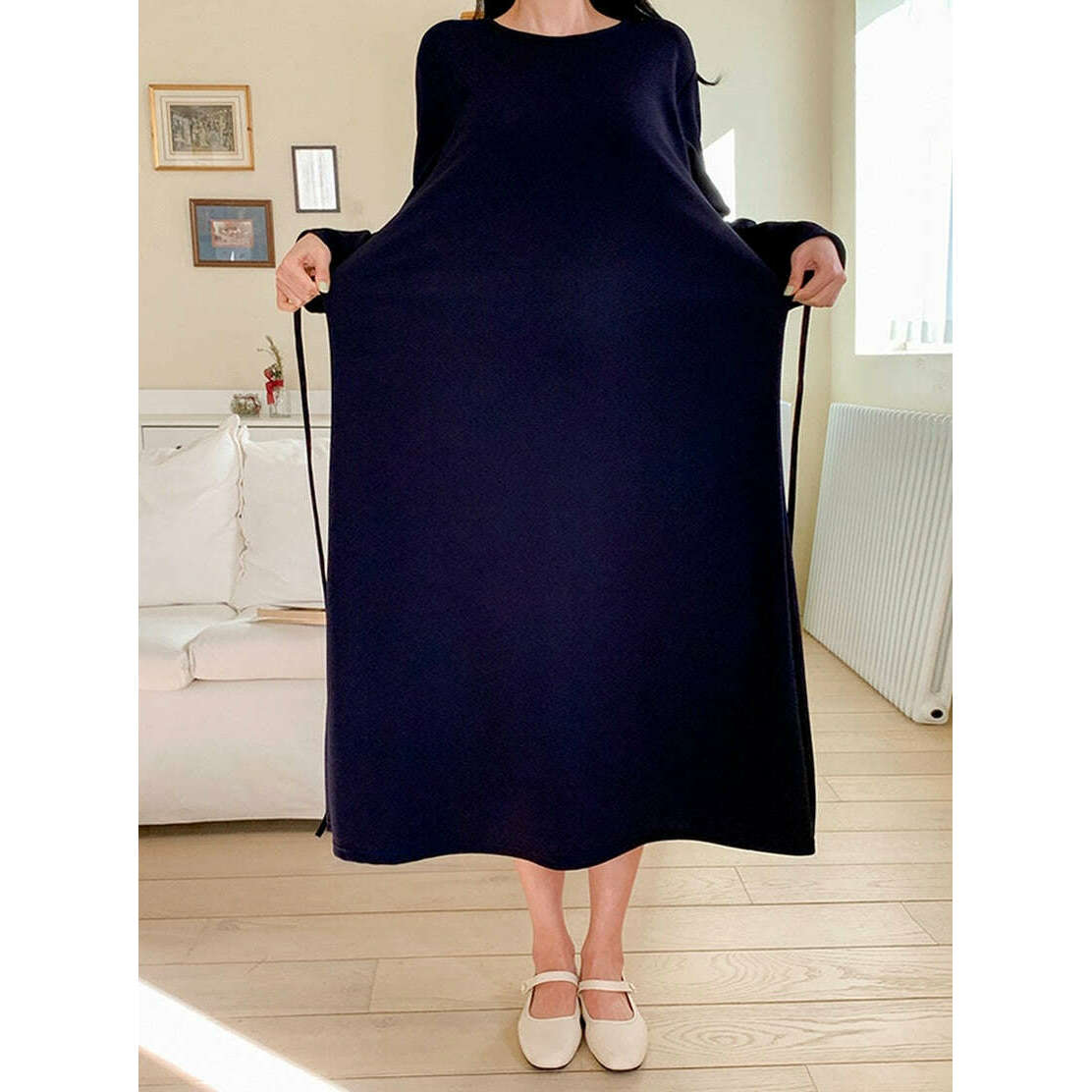 MUMMY.cc:喇叭背褶無皺孕婦裙