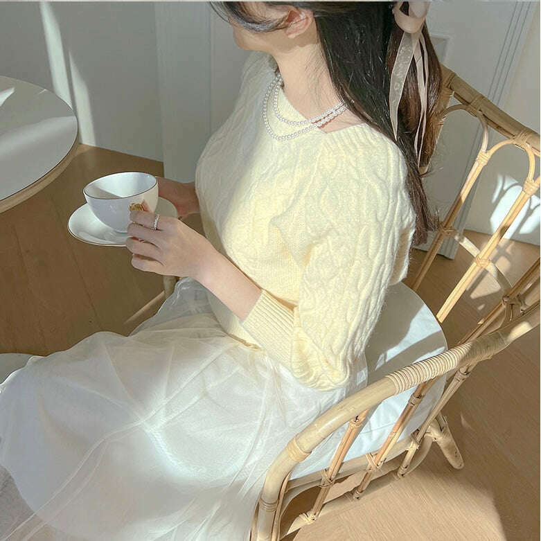 MUMMY.cc:法式麻花針織背心紗裙套裝