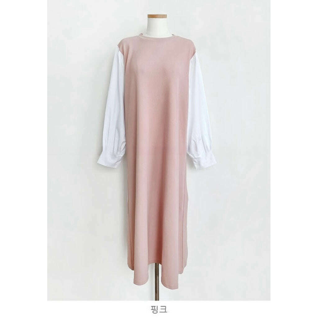 MUMMY.cc:黑白拼色連身裙:Pink