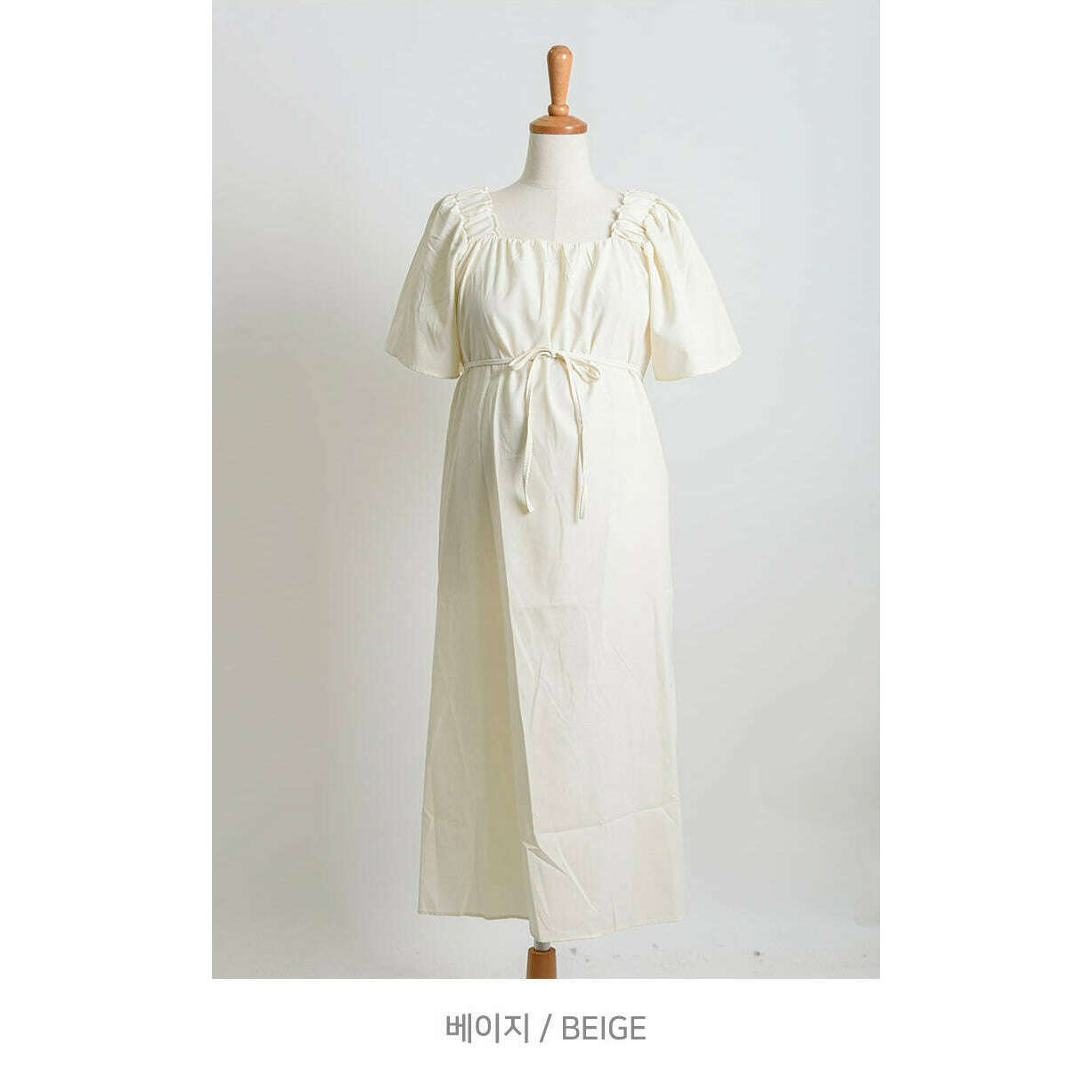 MUMMY.cc:方領抽褶綁帶連身裙