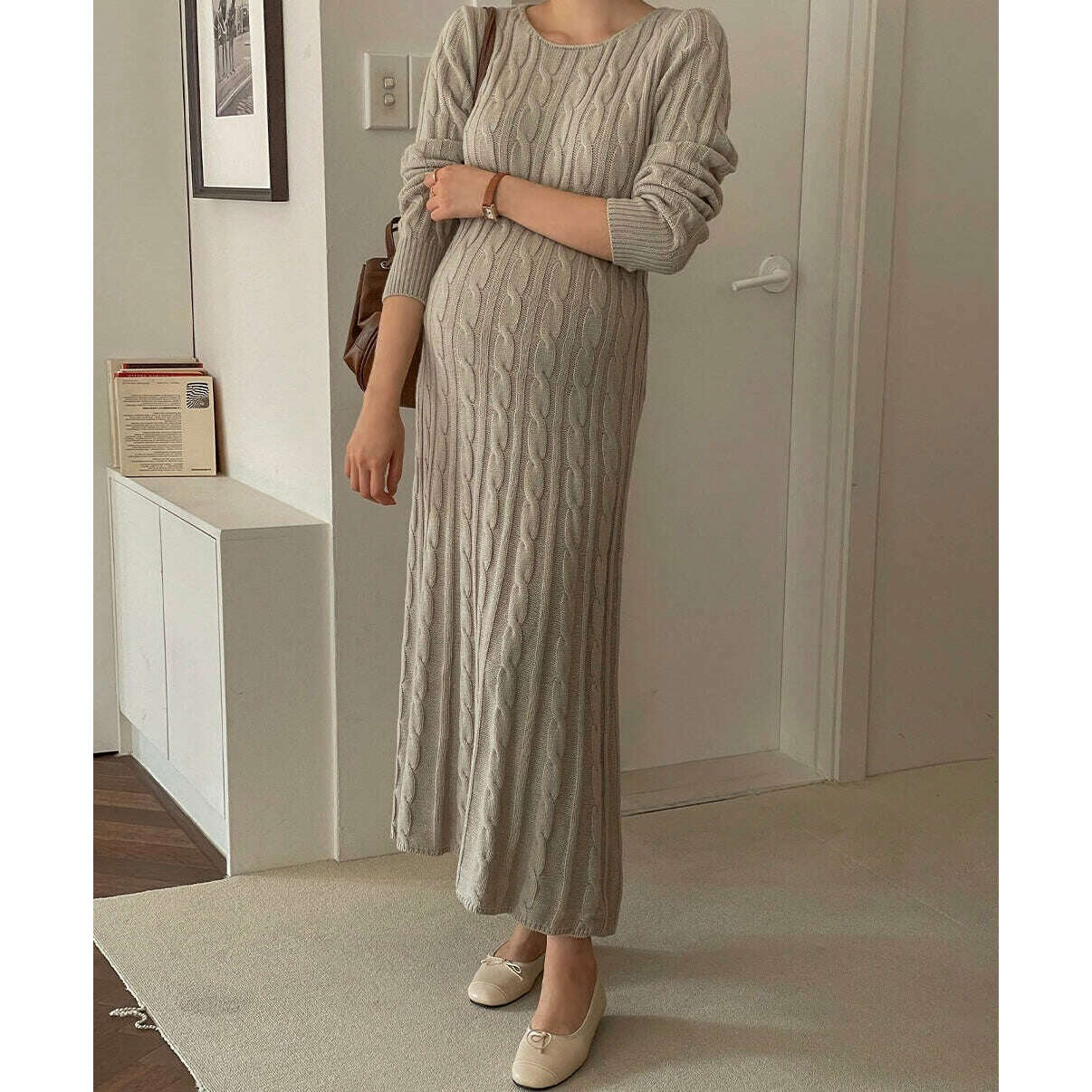 MUMMY.cc:麻花圓領編織長連身裙