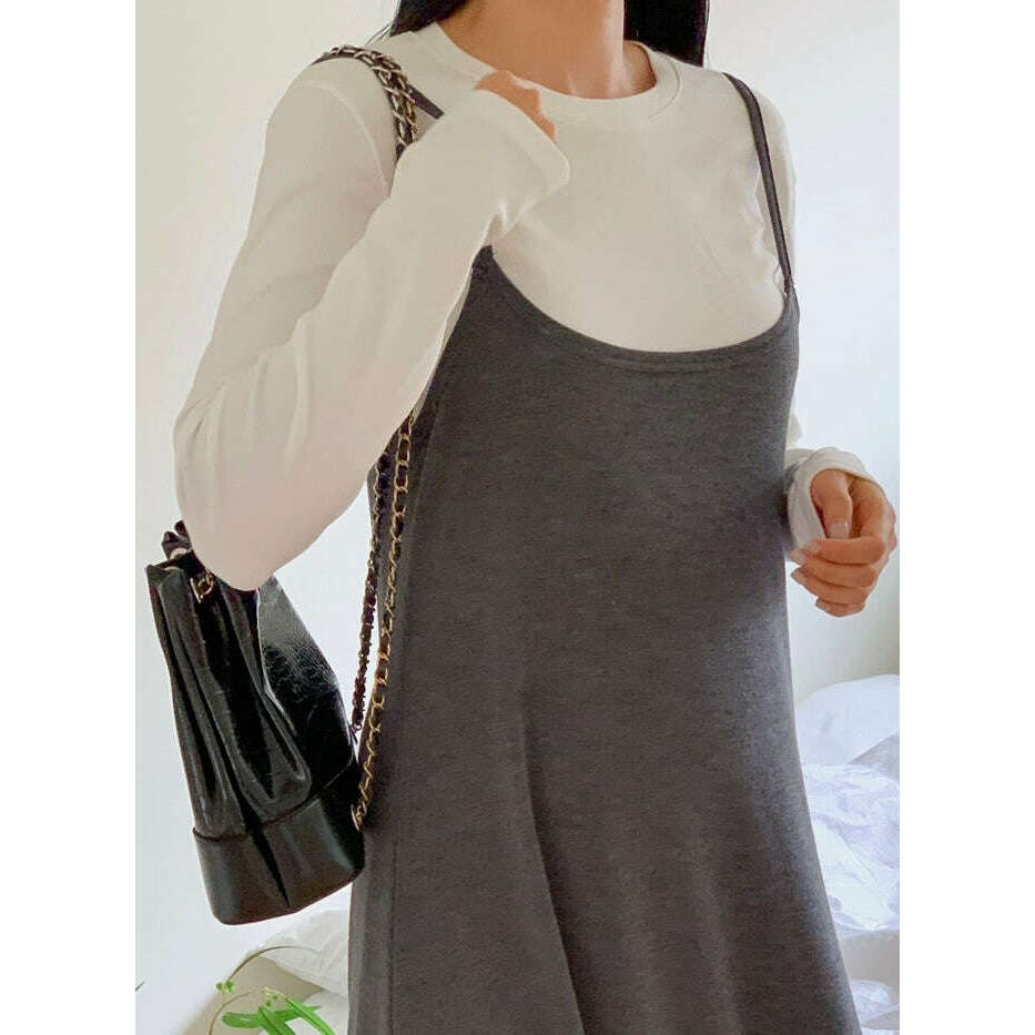 MUMMY.cc:吊帶垂感休閒連身裙配抽繩上衣套裝