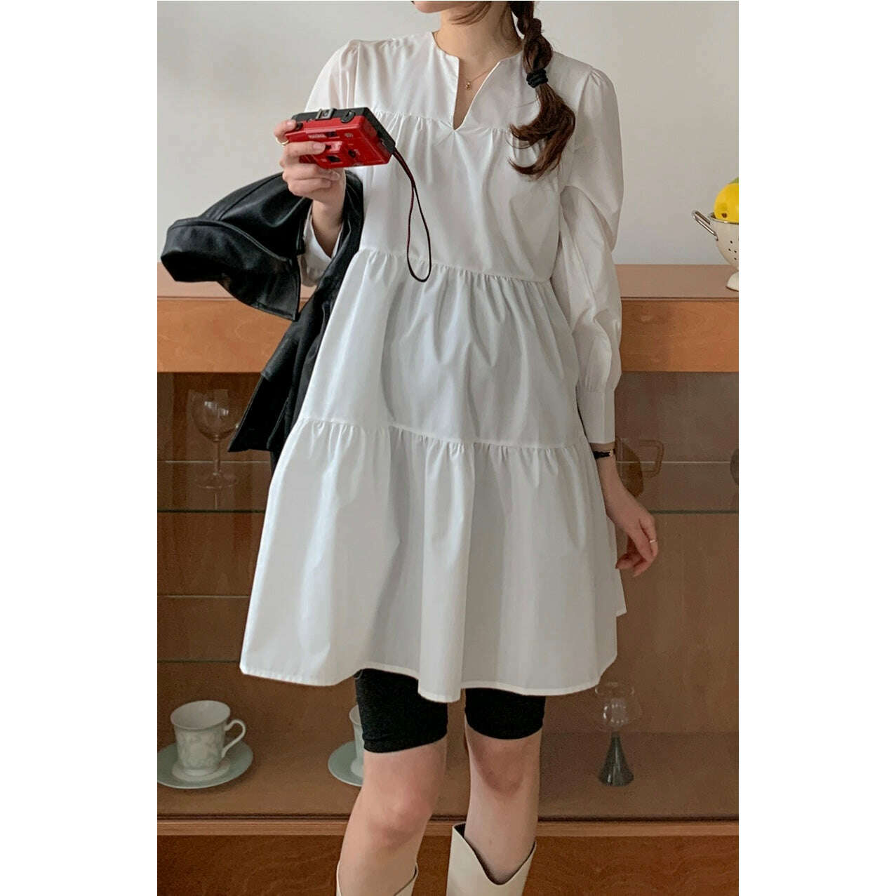MUMMY.cc:迷你V領cancan連身短裙