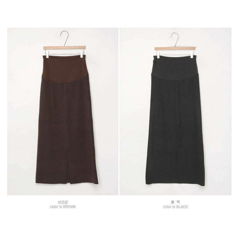 MUMMY.cc:孕婦秋冬內磨毛修身中長半截裙