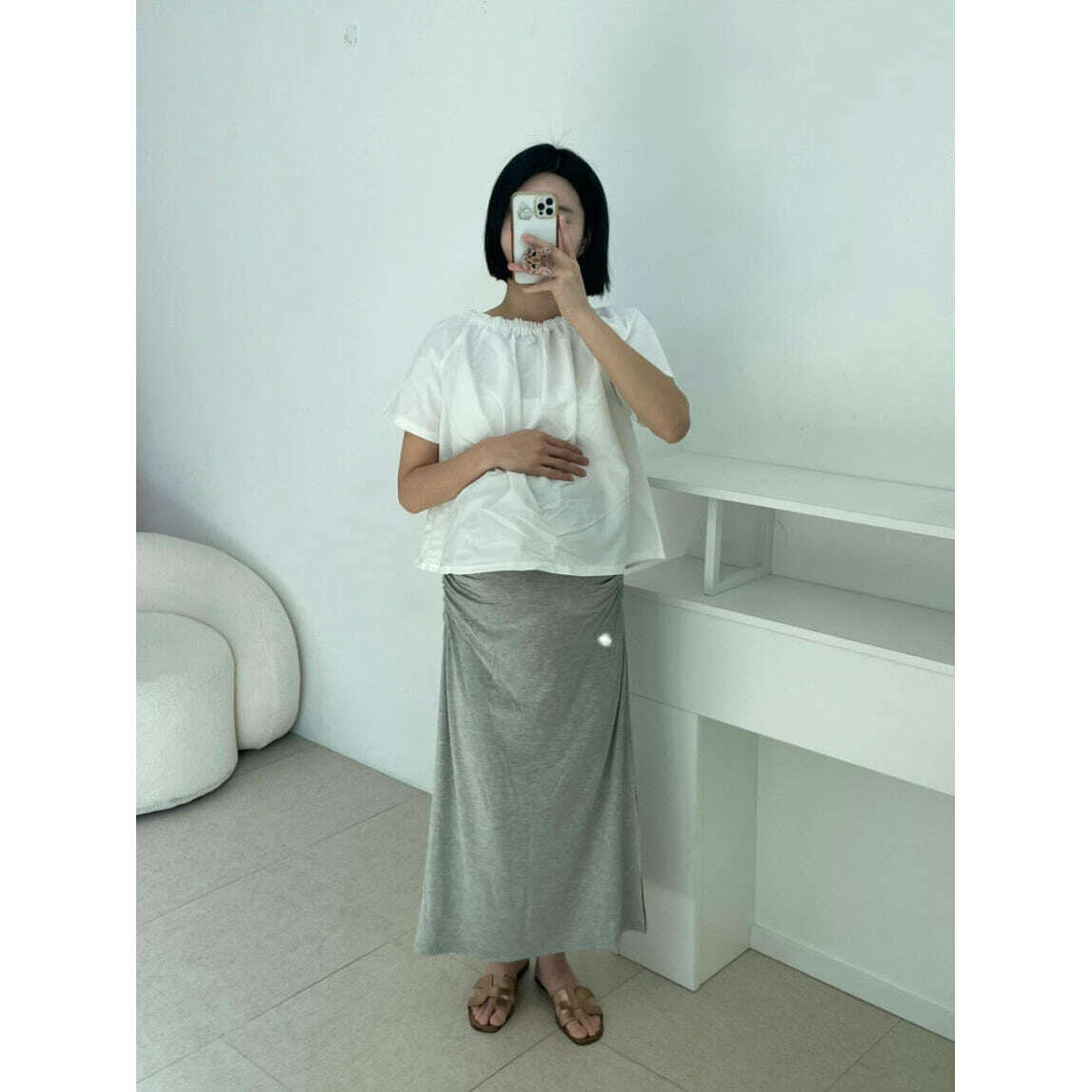 MUMMY.cc:氣質新款褶皺高腰修身長裙
