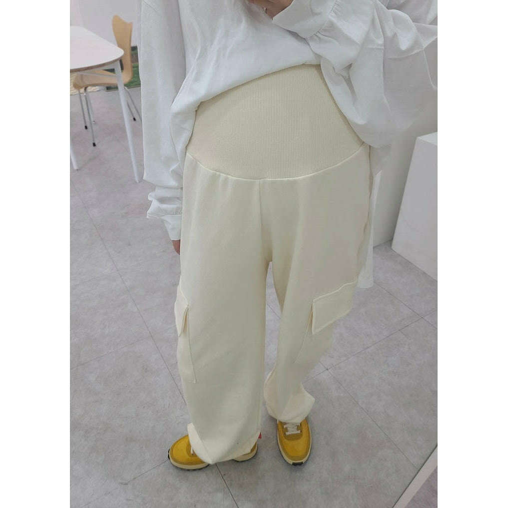 MUMMY.cc:孕婦寬鬆舒適工裝直筒長褲