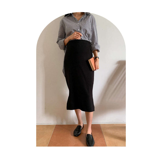 MUMMY.cc:孕婦優雅彈性側開叉半截裙