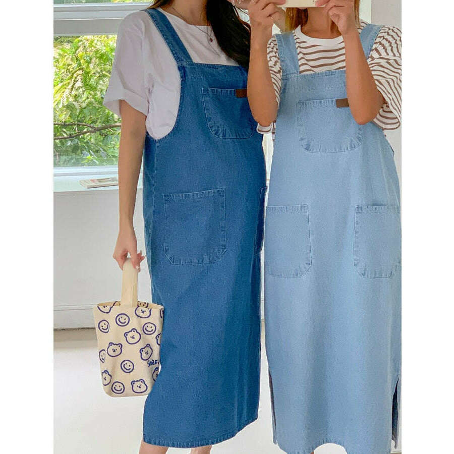MUMMY.cc:側開叉牛仔背心吊帶裙