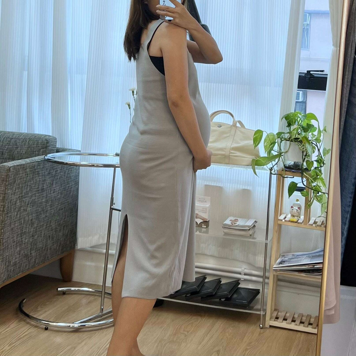 MUMMY.cc:粗肩帶方領夏季薄針織裙
