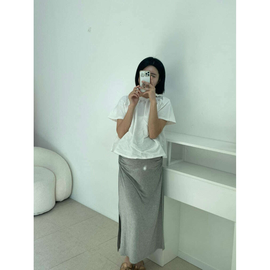 MUMMY.cc:氣質新款褶皺高腰修身長裙