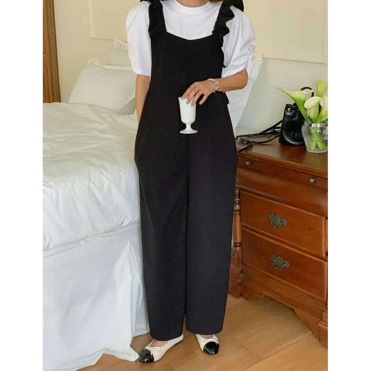MUMMY.cc:孕婦荷葉肩帶Jumpsuit