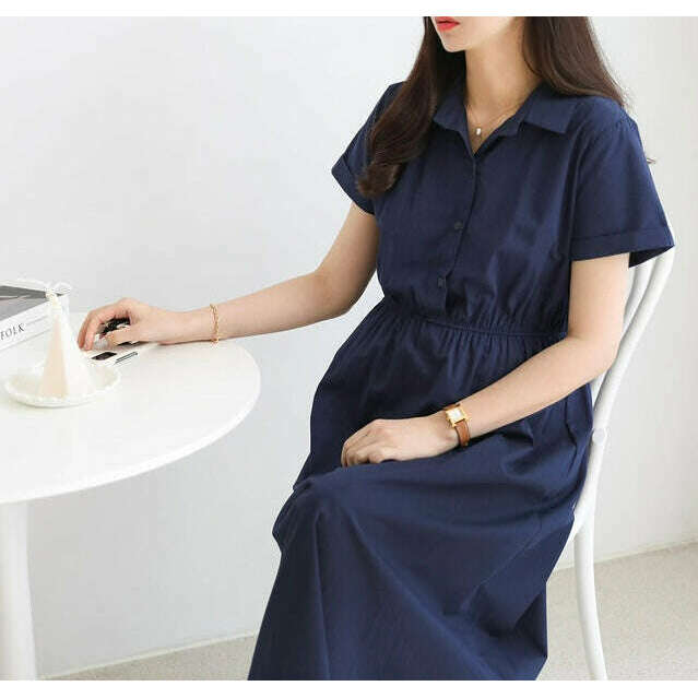 MUMMY.cc:短袖棉質襯衫哺乳連身裙