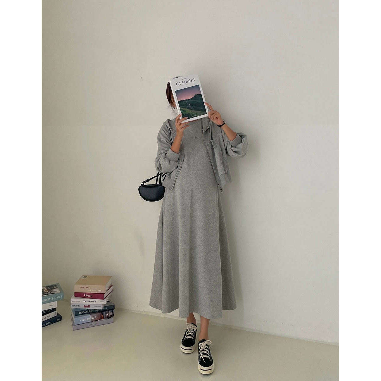 MUMMY.cc:純色舒適休閒套裝中袖連身裙