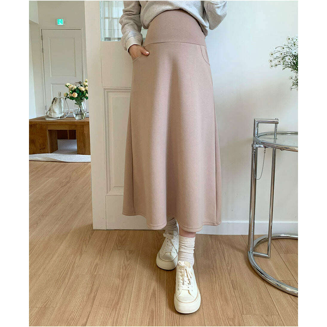 MUMMY.cc:孕婦A-line雙口袋半截長裙