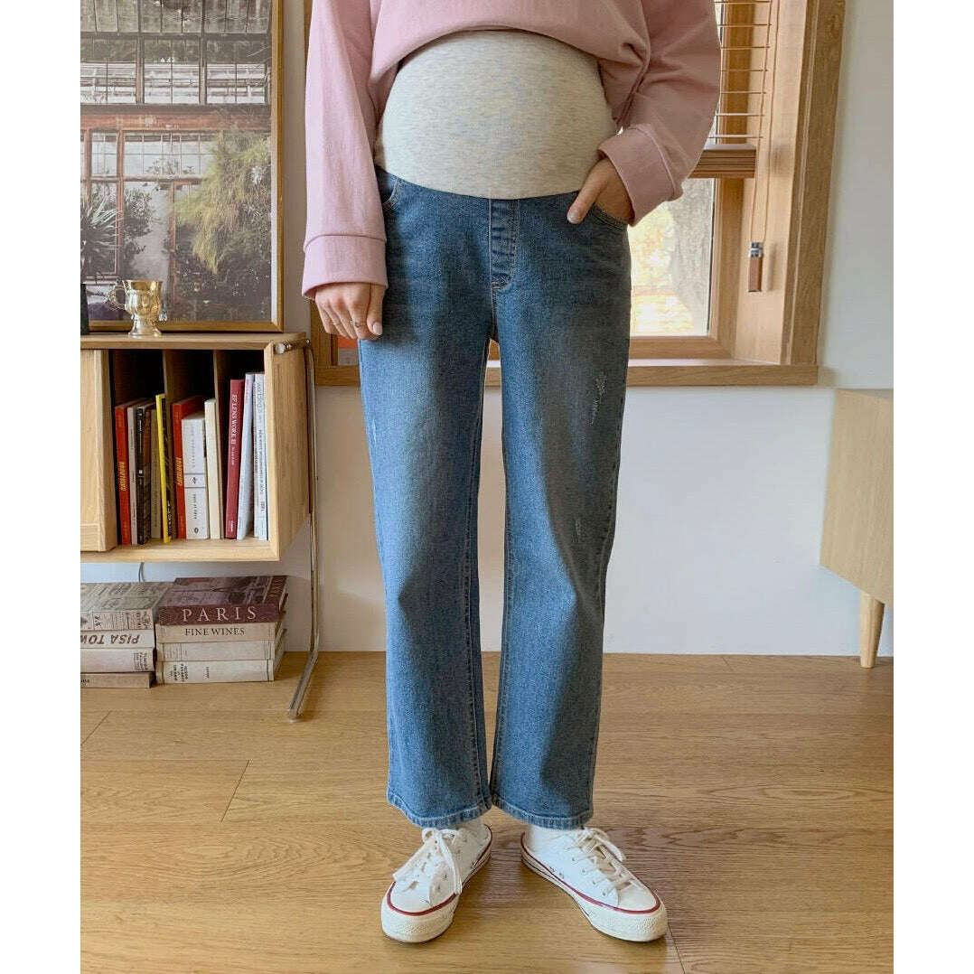 MUMMY.cc:孕婦寬鬆直筒休閒寬腳褲