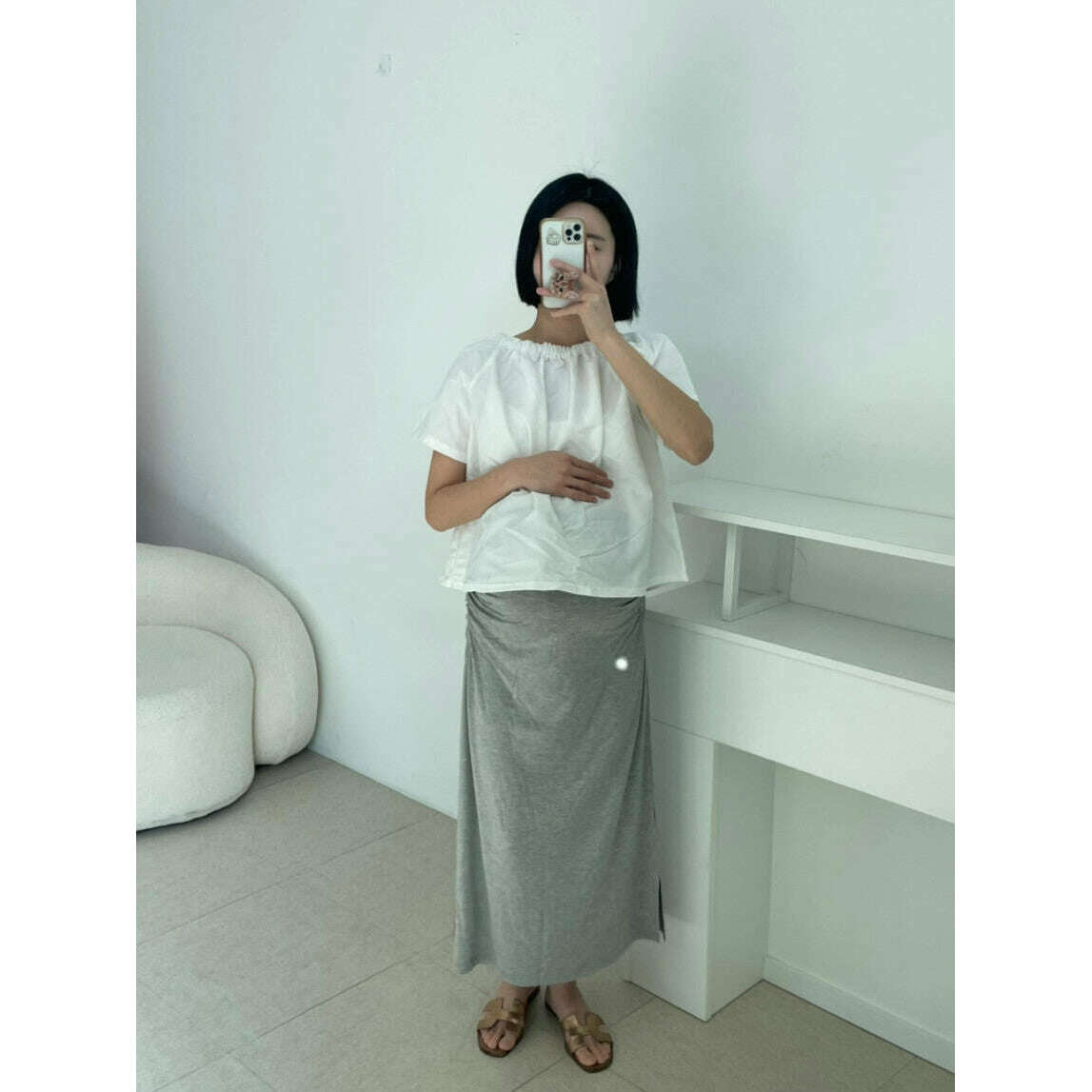 MUMMY.cc:氣質新款褶皺高腰修身長裙