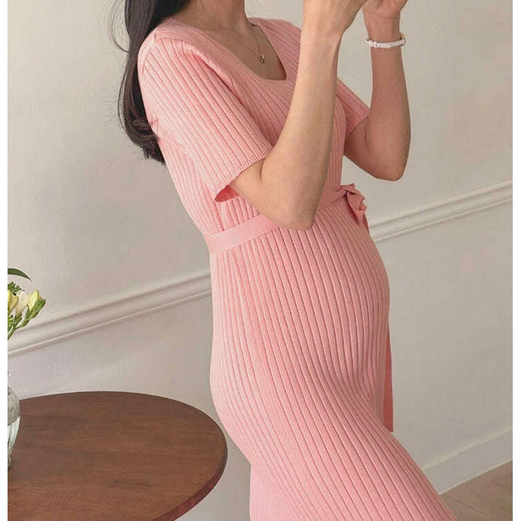 MUMMY.cc:高貴優雅針織綁帶連身裙