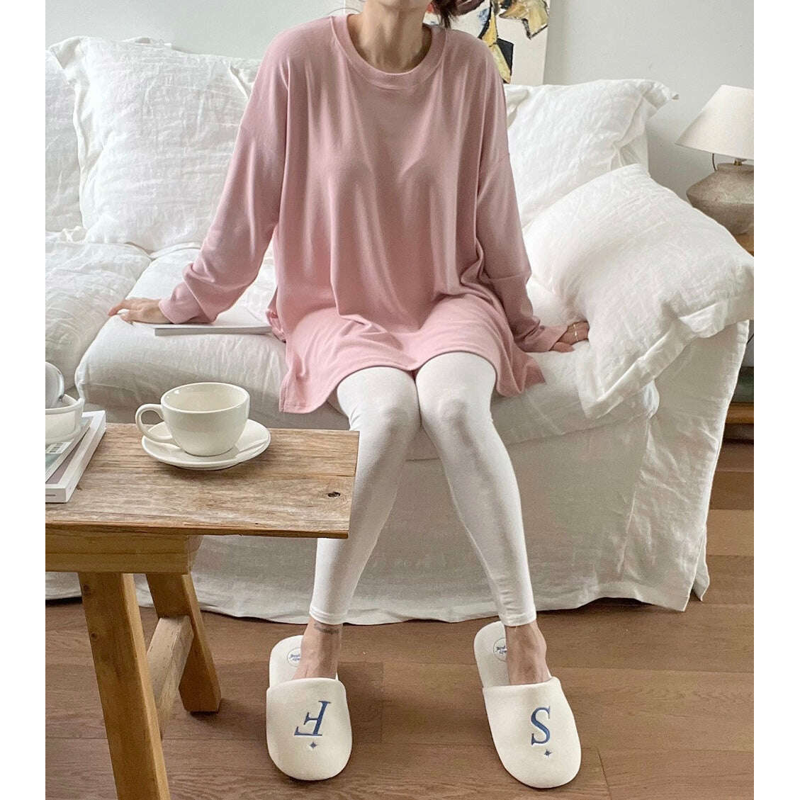MUMMY.cc:孕婦純色側開叉長袖Tee