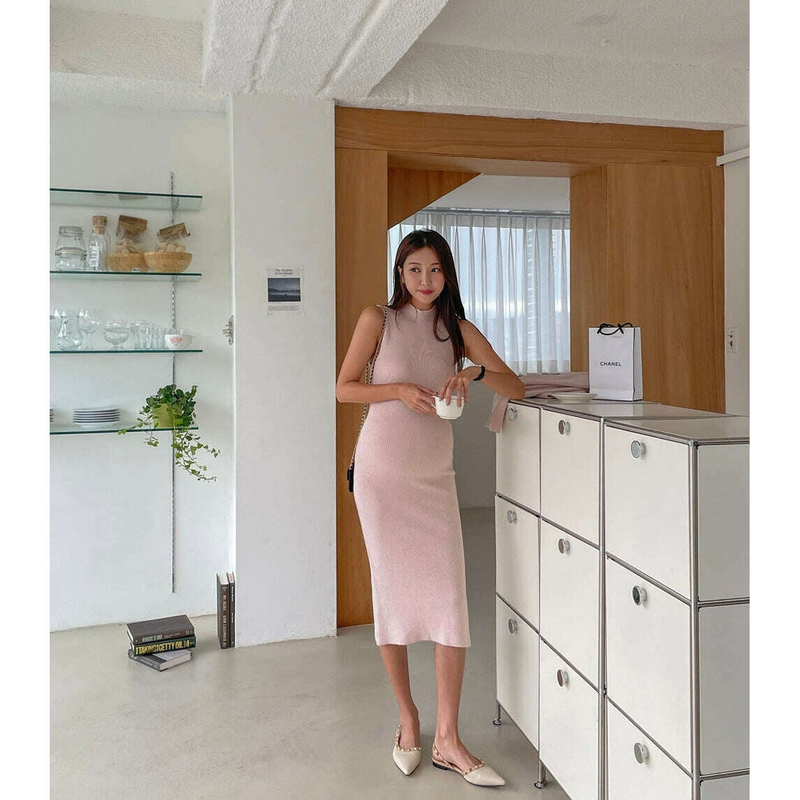 MUMMY.cc:法式背心半高領針織連身裙套裝