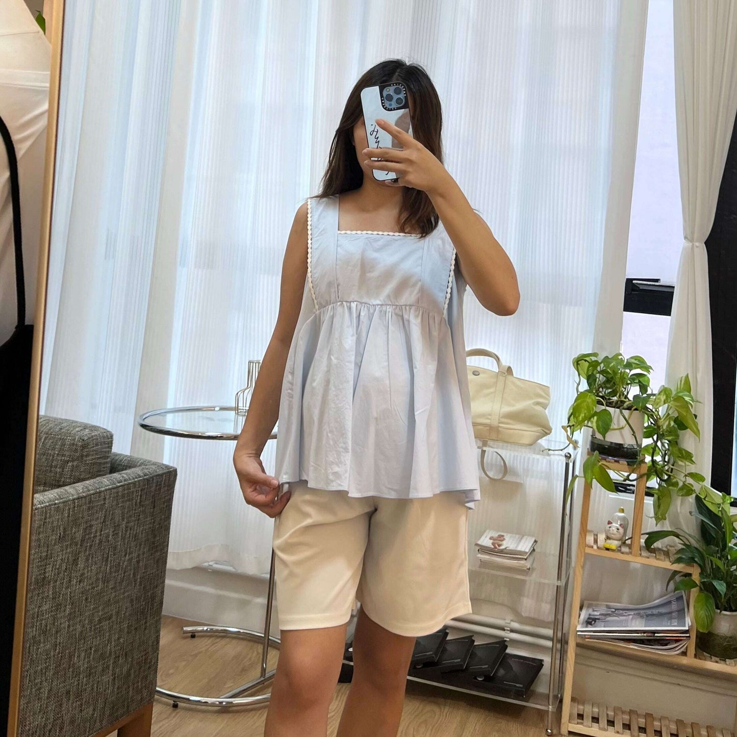 MUMMY.cc:花邊方領吊帶襯衫