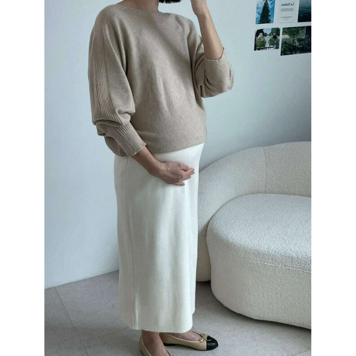 MUMMY.cc:孕婦秋冬高腰可調節針織半截裙