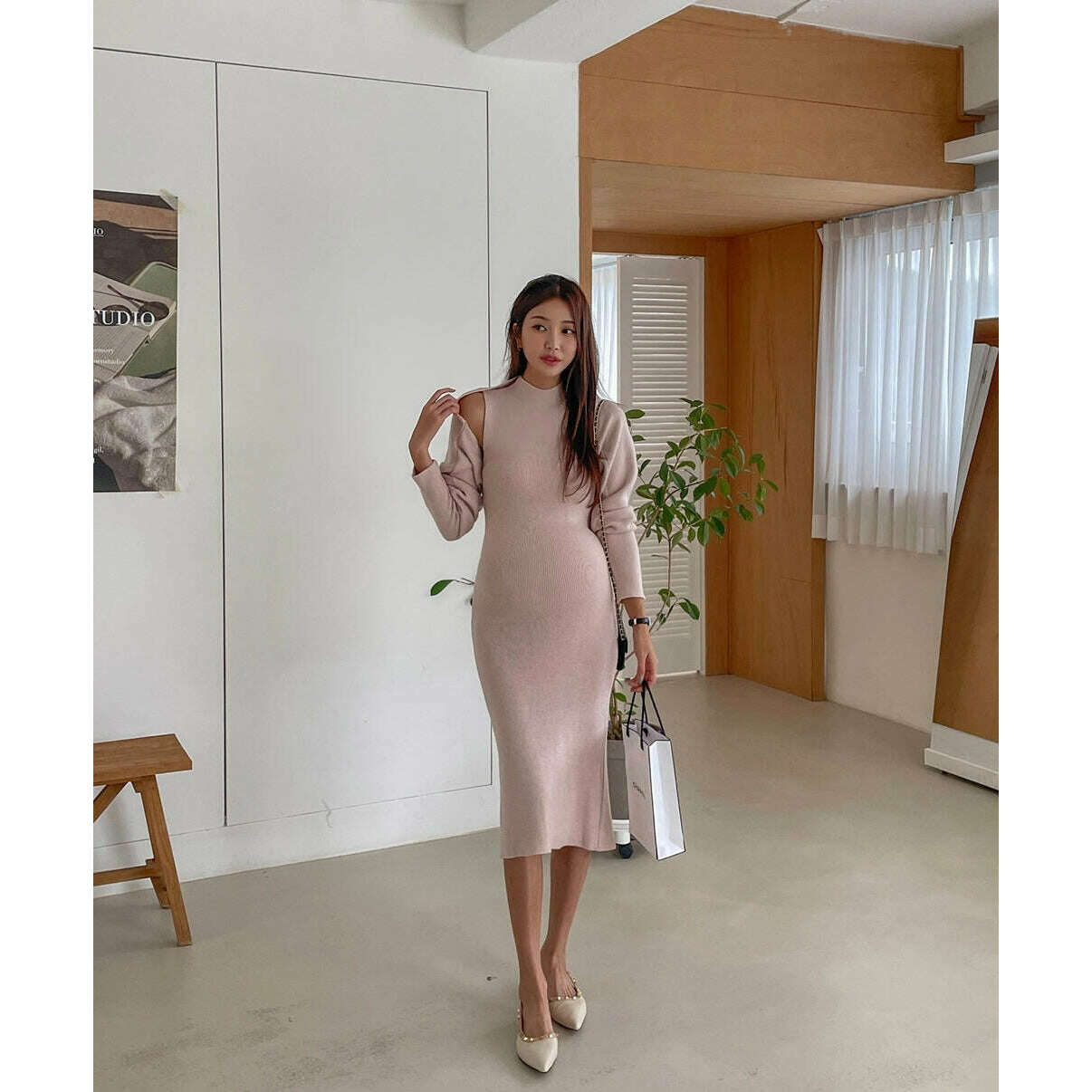 MUMMY.cc:法式背心半高領針織連身裙套裝