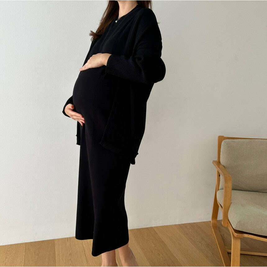MUMMY.cc:羅紋披肩開衫孕婦裙套裝