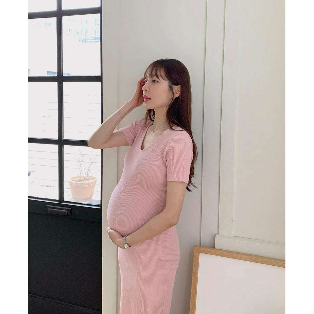 MUMMY.cc:顯瘦V領羅紋彈性裙