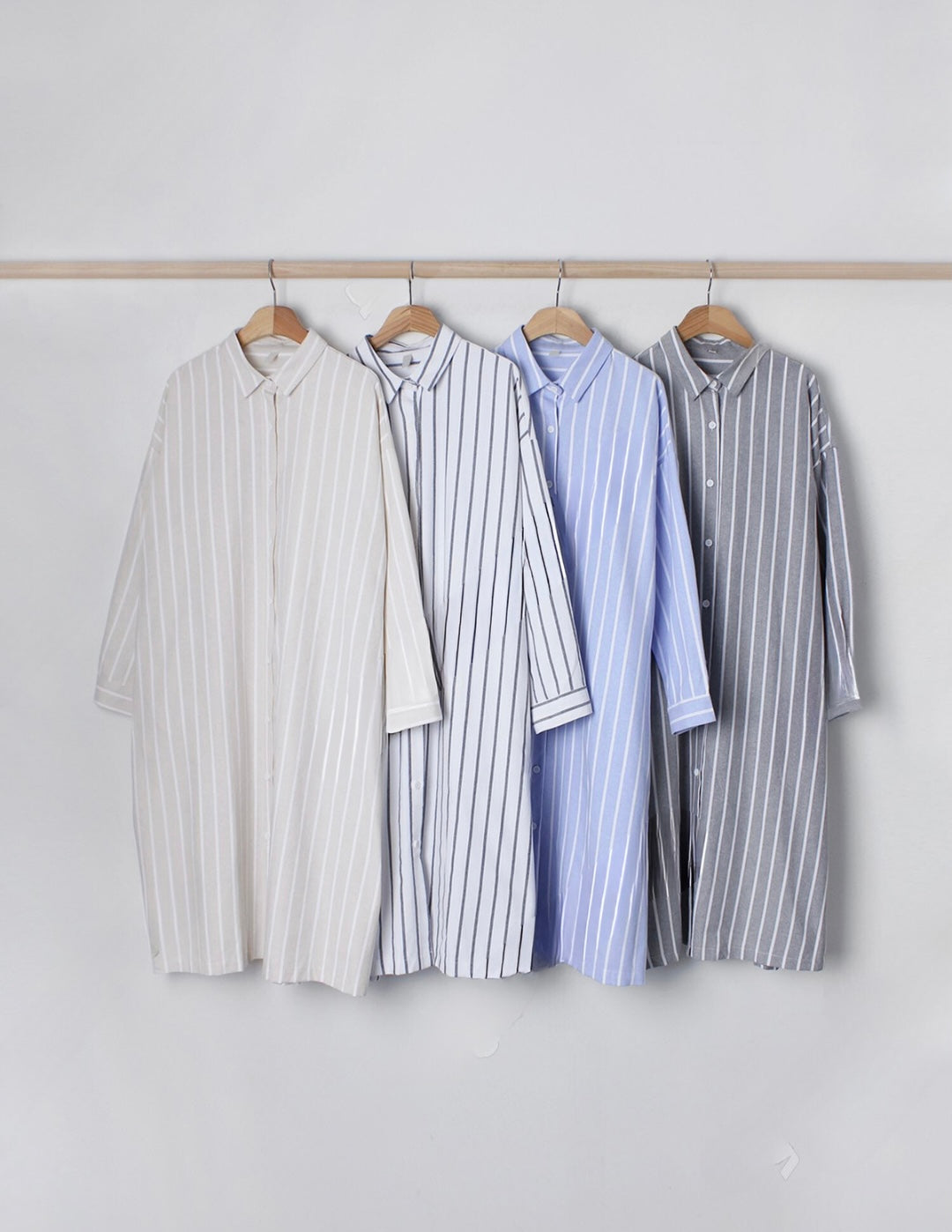 條紋日系襯衫裙