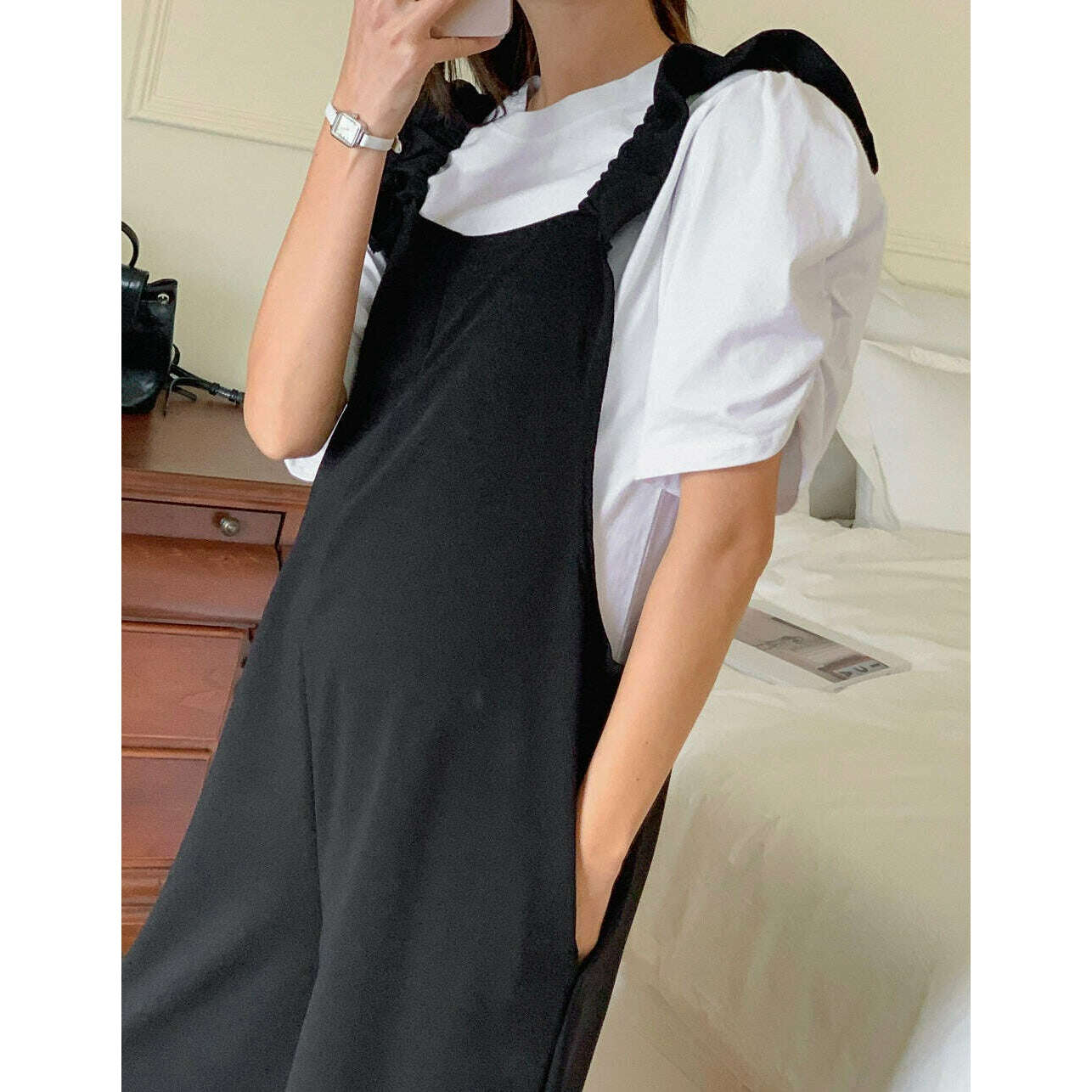 MUMMY.cc:孕婦荷葉肩帶Jumpsuit