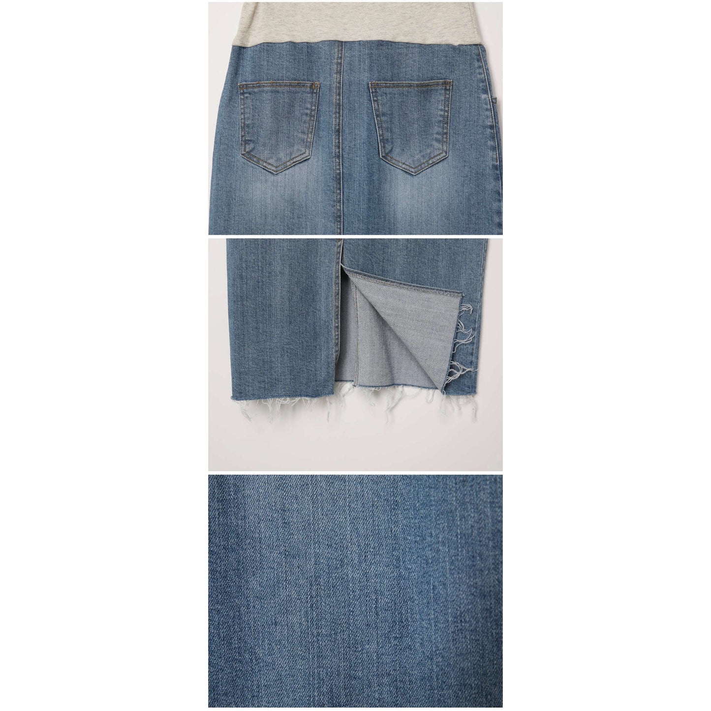 MUMMY.cc:孕婦休閒牛仔後開衩半截裙