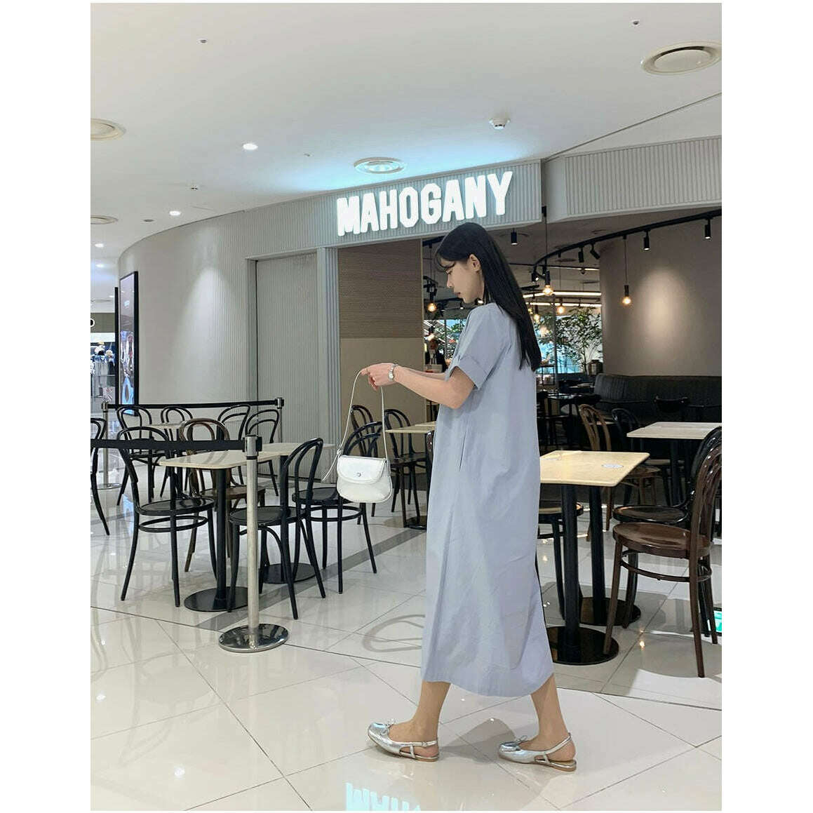 MUMMY.cc:孕婦翻領褶袖帶口袋連身裙
