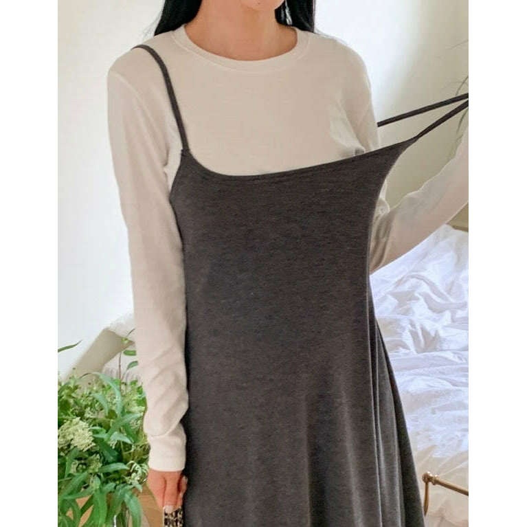 MUMMY.cc:吊帶垂感休閒連身裙配抽繩上衣套裝