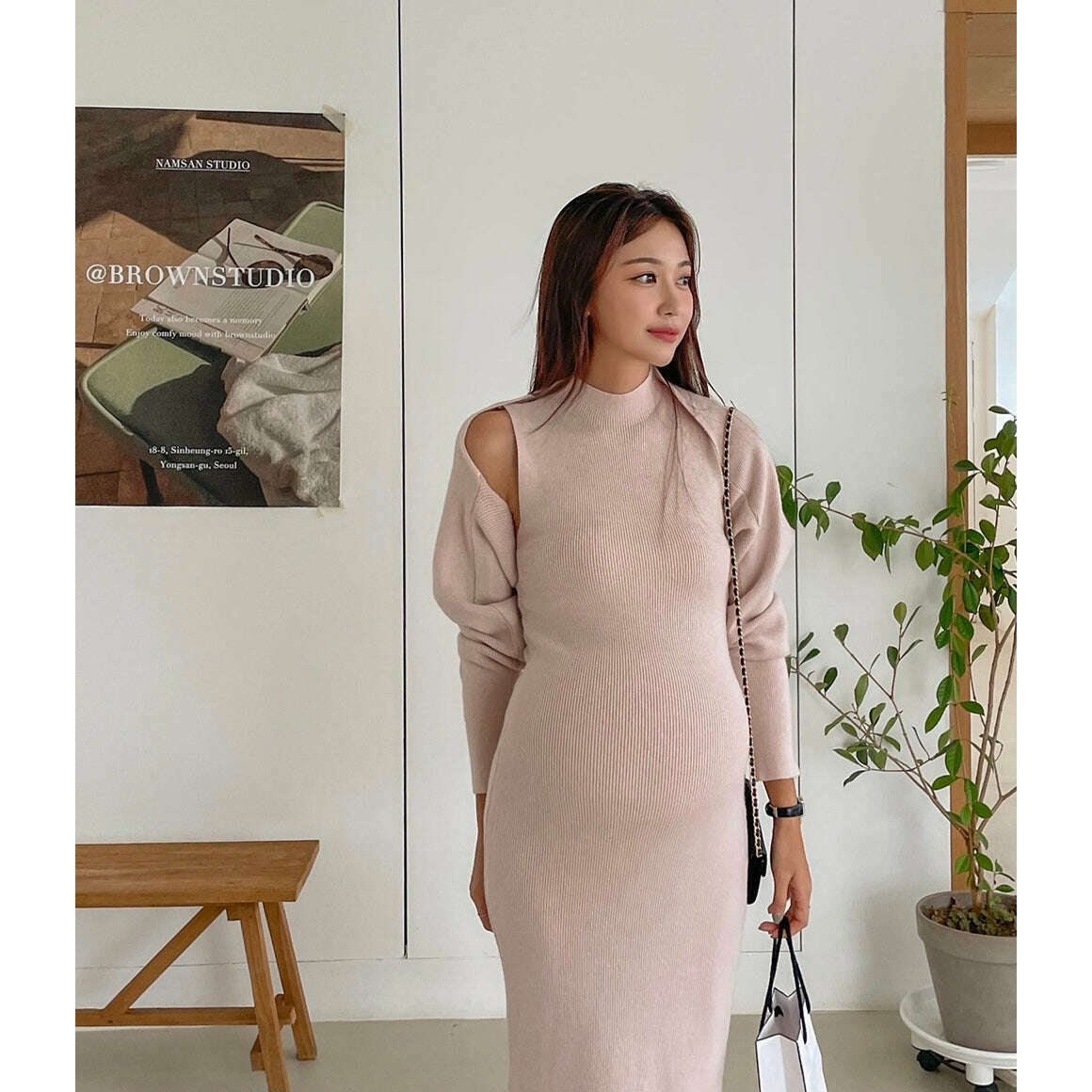 MUMMY.cc:法式背心半高領針織連身裙套裝