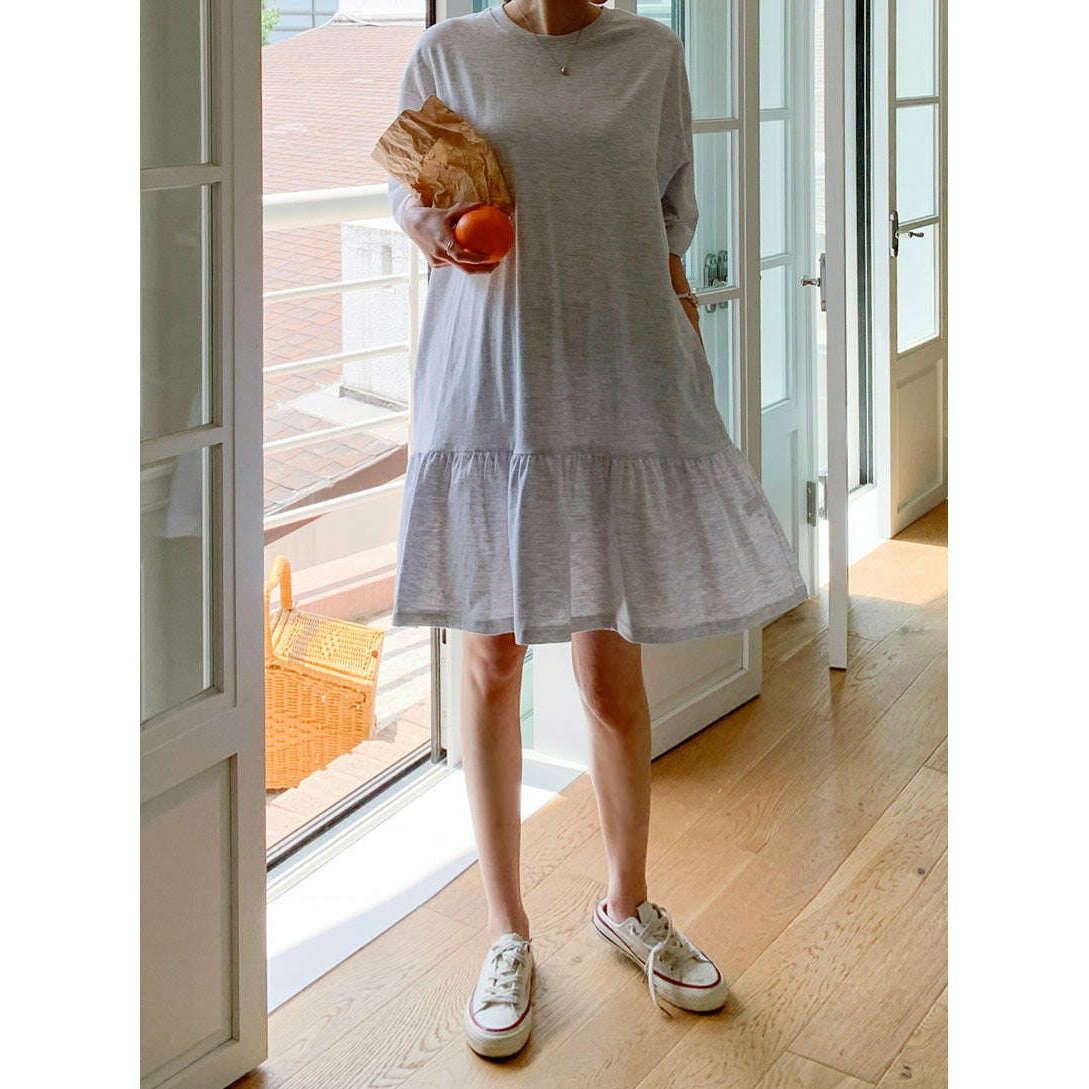 MUMMY.cc:休閒荷葉邊寬鬆連身裙