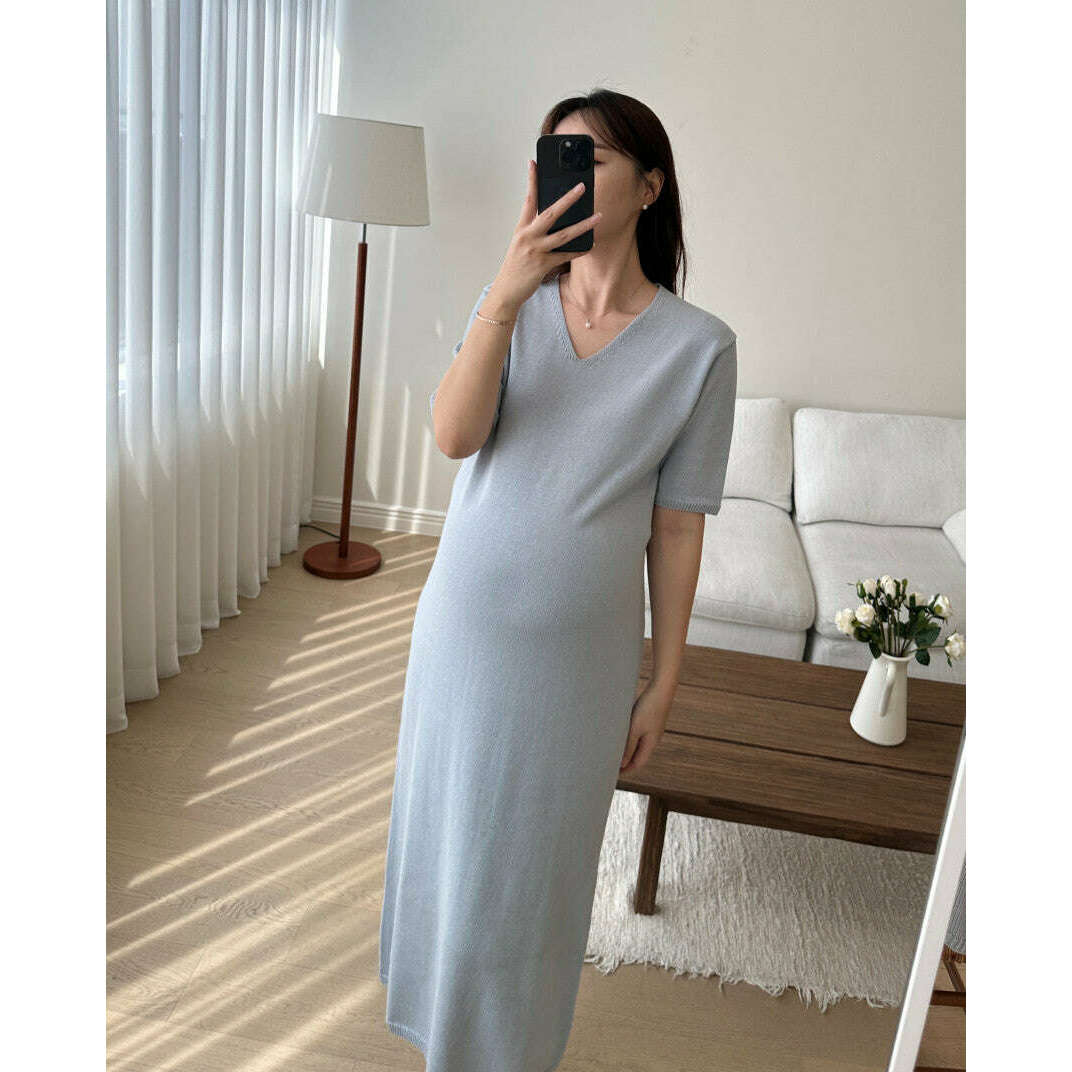 MUMMY.cc:修身V領針織連身裙套裝