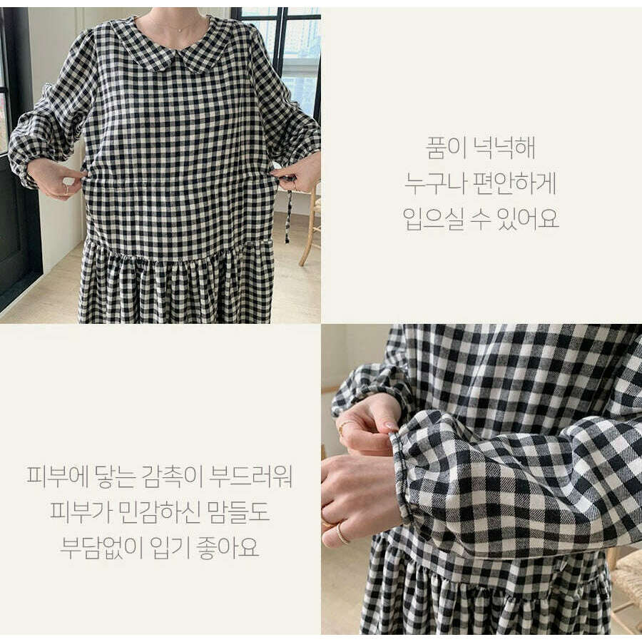 MUMMY.cc:秋冬格紋抽繩連身裙