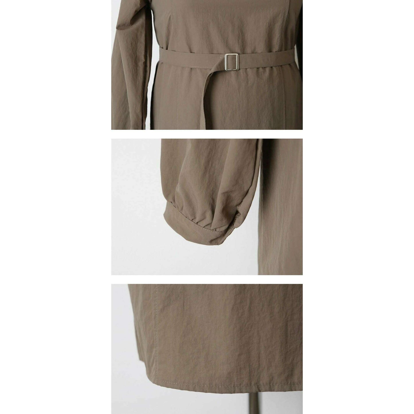 MUMMY.cc:方領長袖腰扣尼龍連身裙