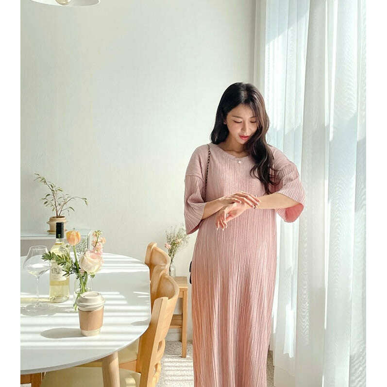 MUMMY.cc:落肩褶褶寬鬆彈性孕婦連身裙