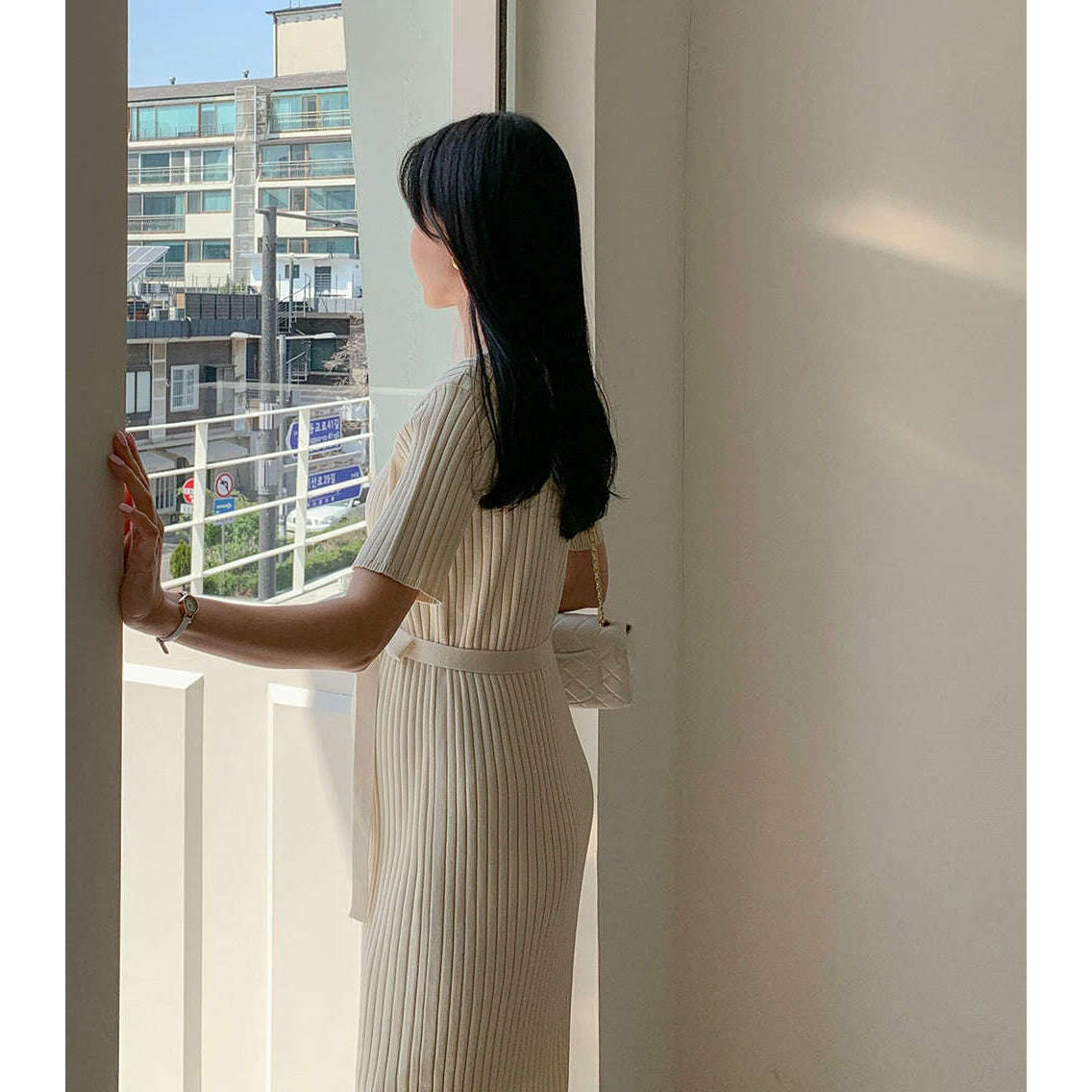 MUMMY.cc:高貴優雅針織綁帶連身裙