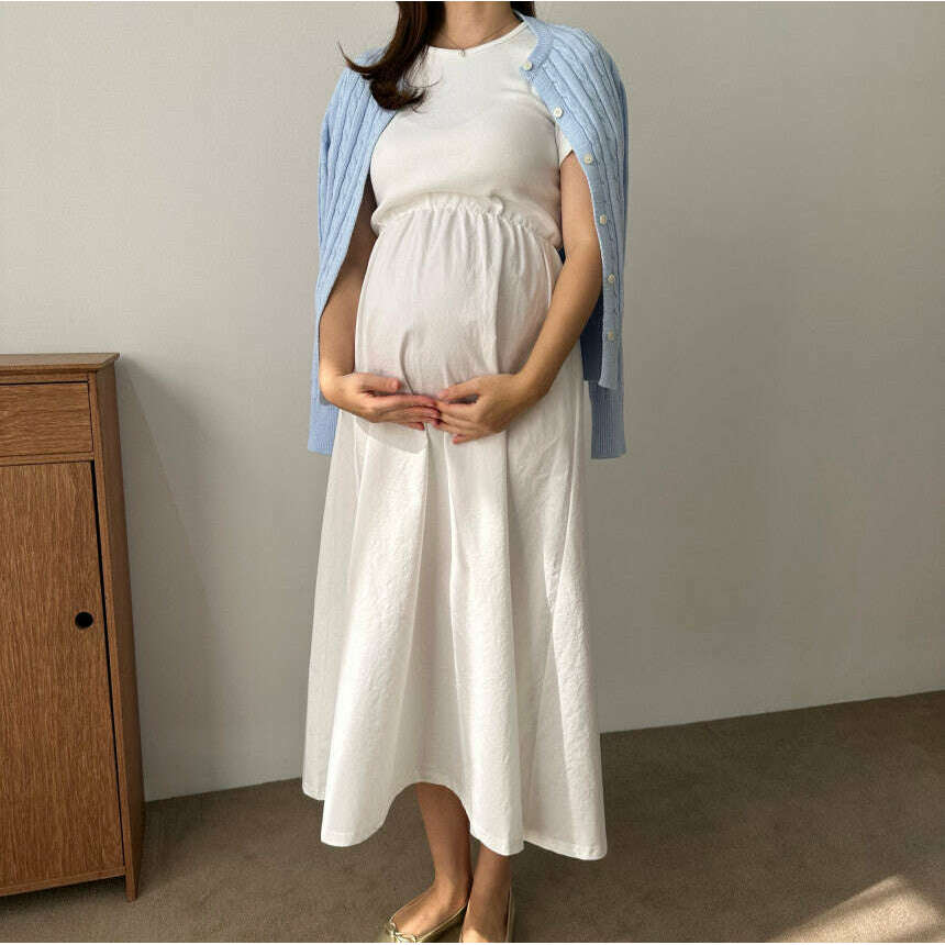 MUMMY.cc:簡約短袖拼接收腰連身裙