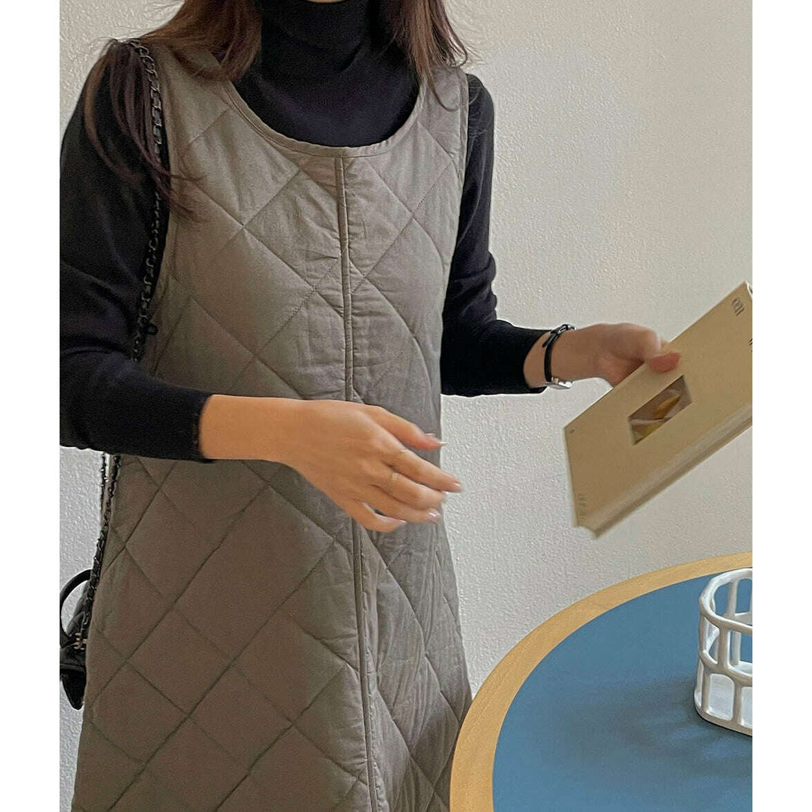 MUMMY.cc:夾棉A line菱格秋冬連身裙