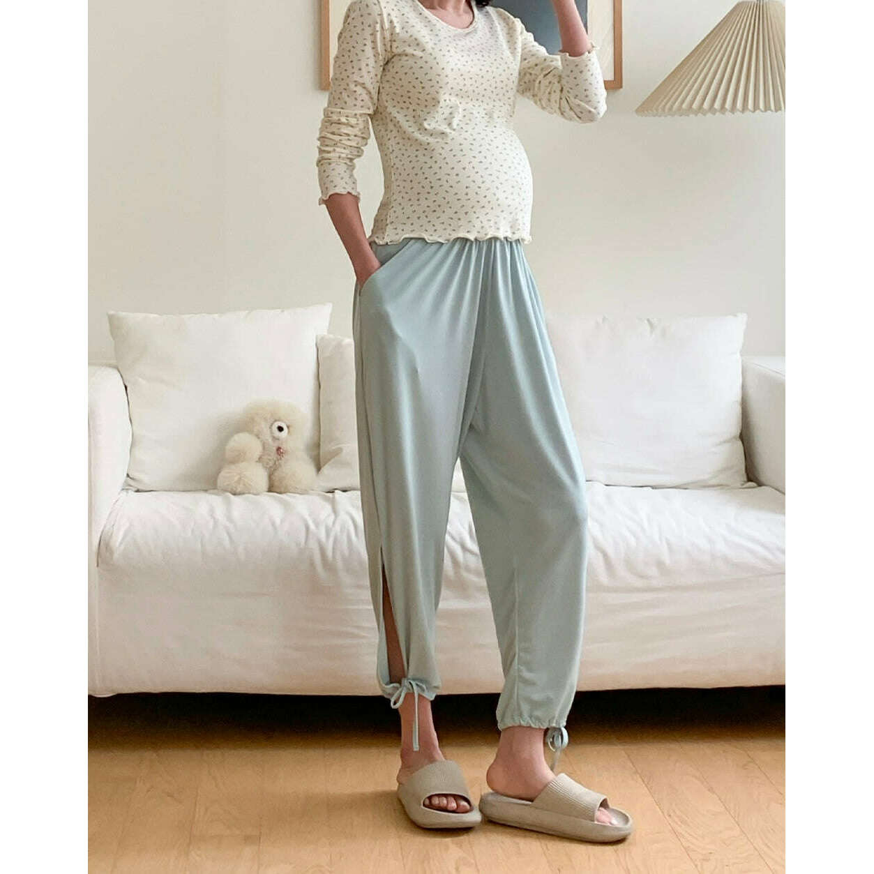 MUMMY.cc:寬鬆束腳綁帶孕婦瑜伽運動褲