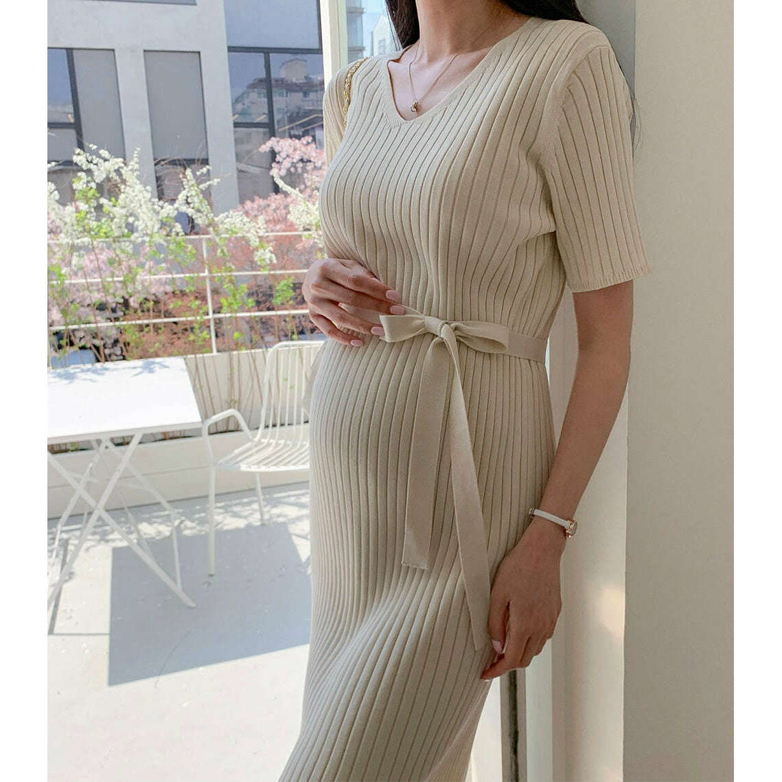 MUMMY.cc:高貴優雅針織綁帶連身裙