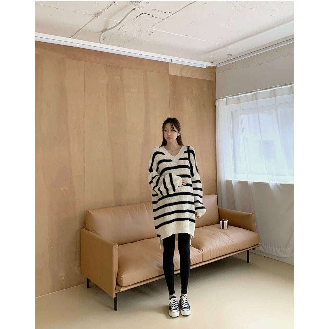 MUMMY.cc:針織黑白條紋連身裙