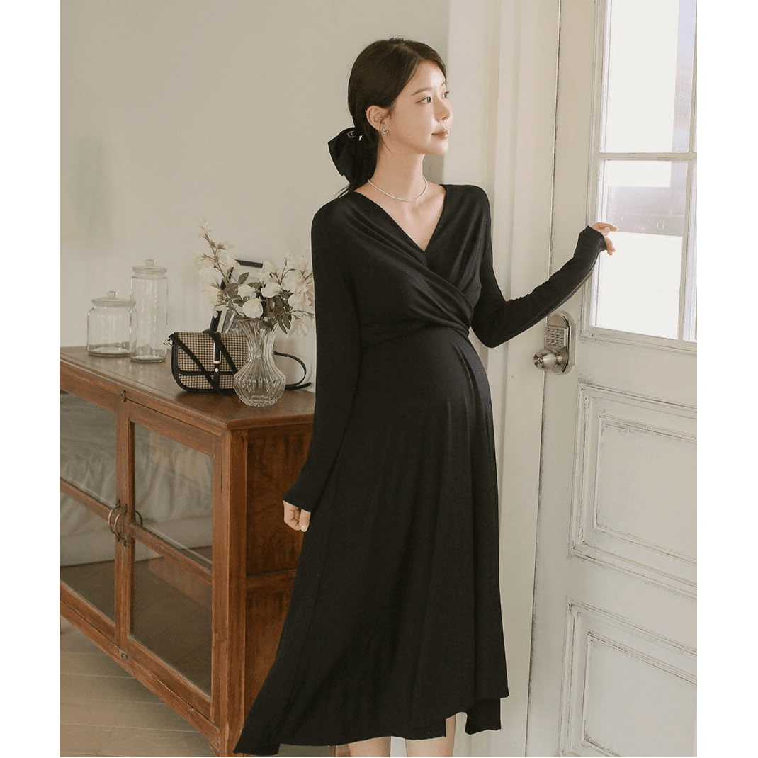 MUMMY.cc:孕婦交叉扭結彈性連身裙