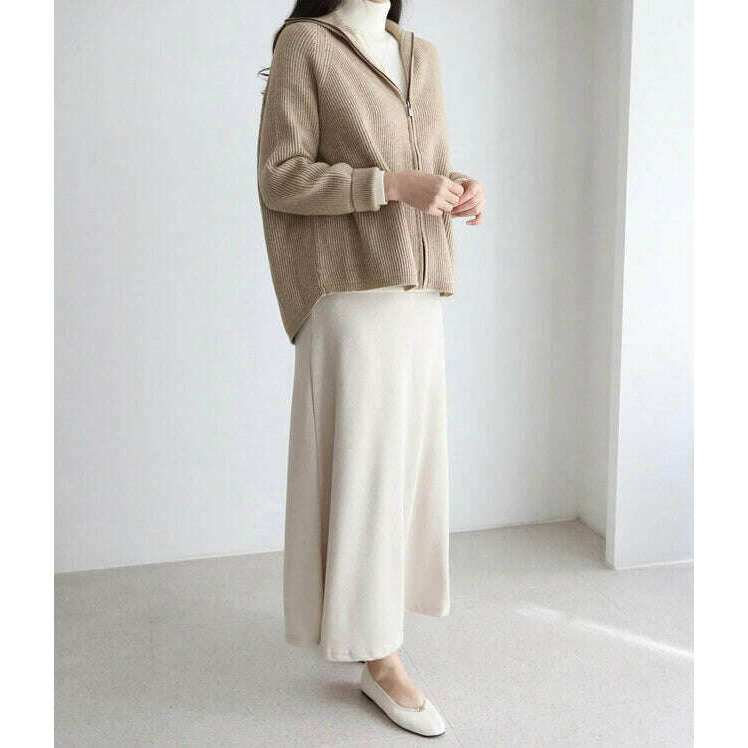 MUMMY.cc:休閒拉鍊前短後長針織外套